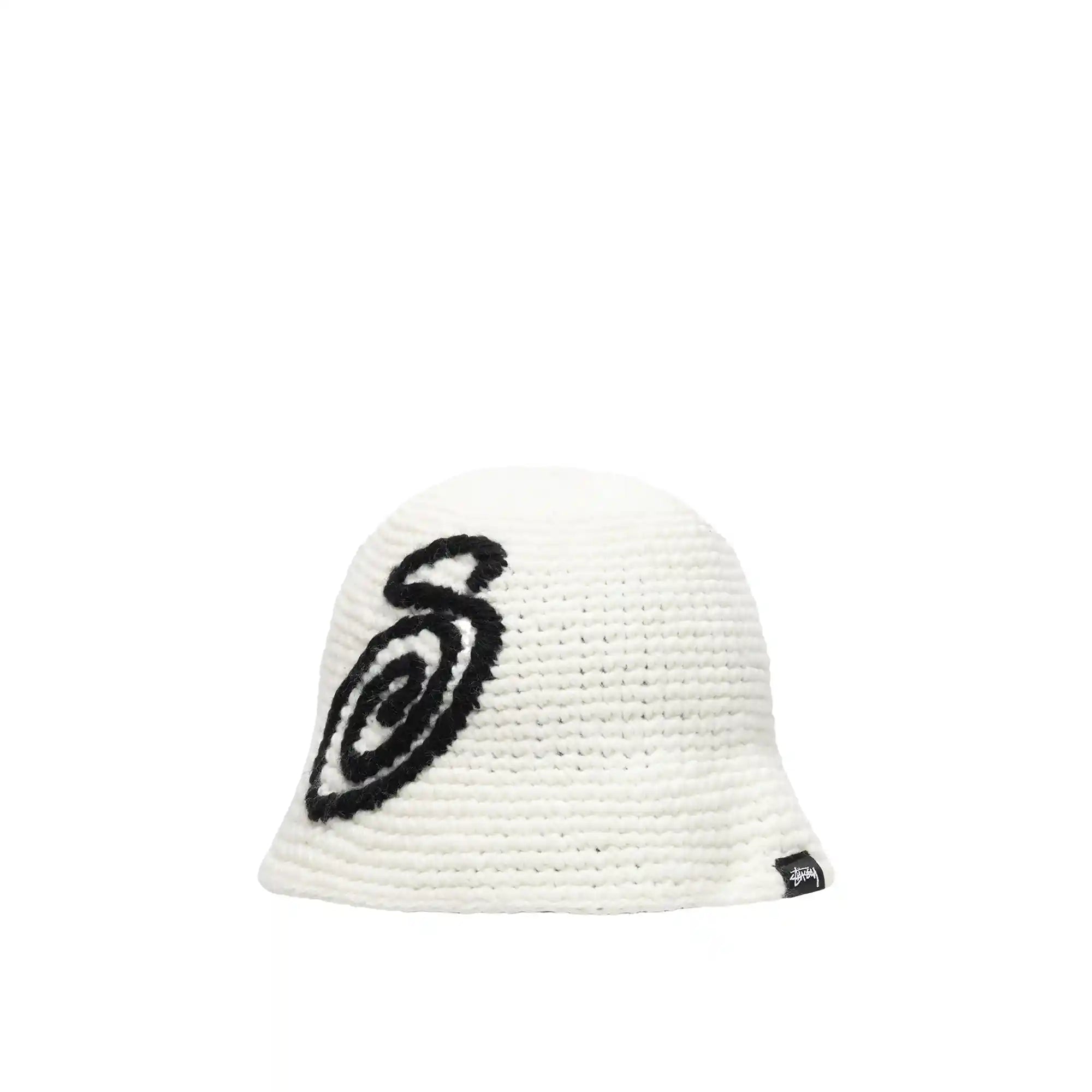 Stussy Swirly S Knit Bucket Hat, bone