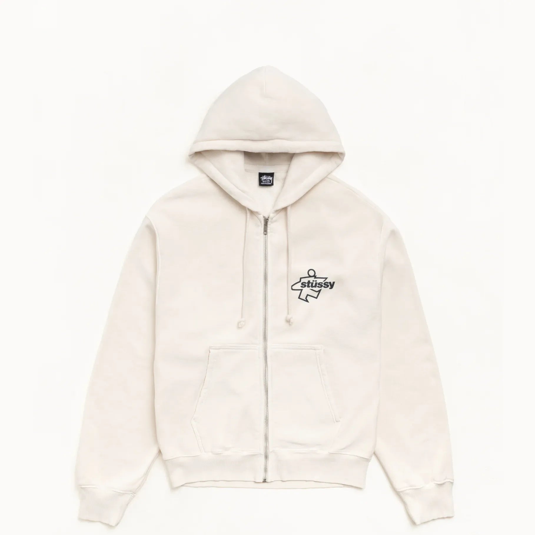 Stussy Surf Size Garment Dyed Zip Hood, bone — available at Norwood