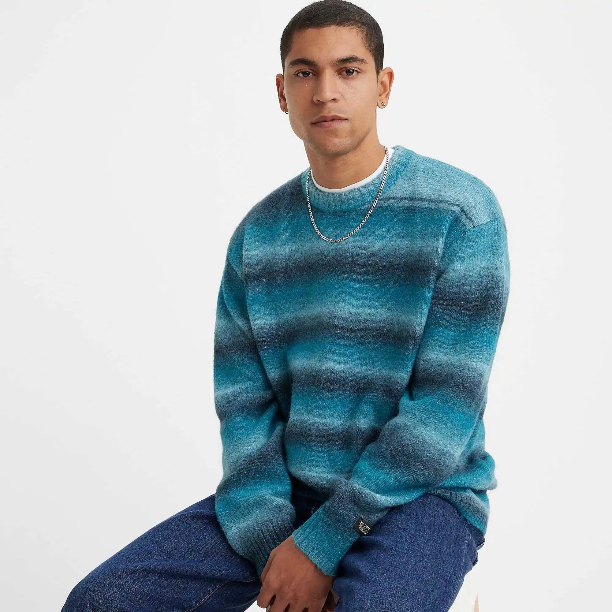 Levi s Battery Crewneck Sweater space dye ocean depths XXL