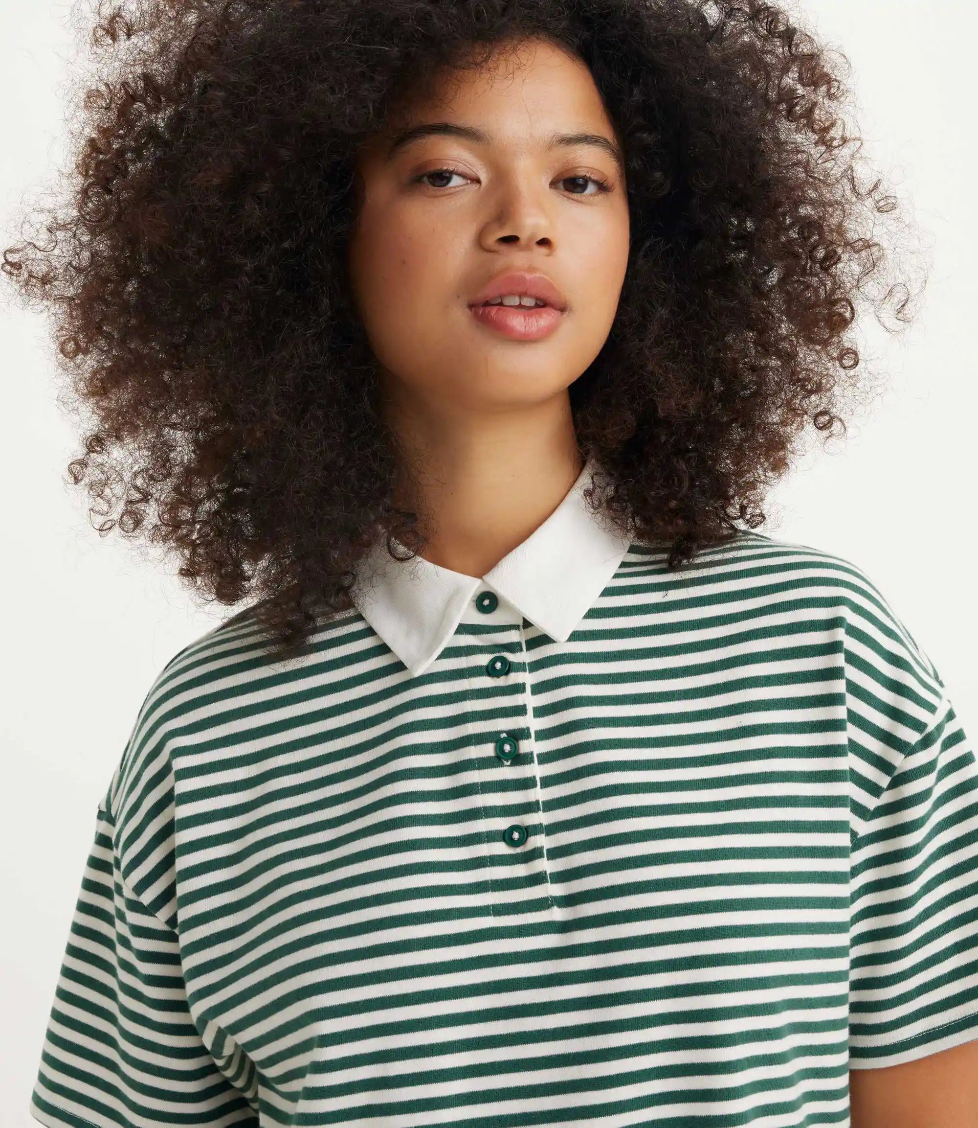 Levi's Womens Coco Short Sleeve Rugby Shirt, nova stripe bistro green — available at Norwood
