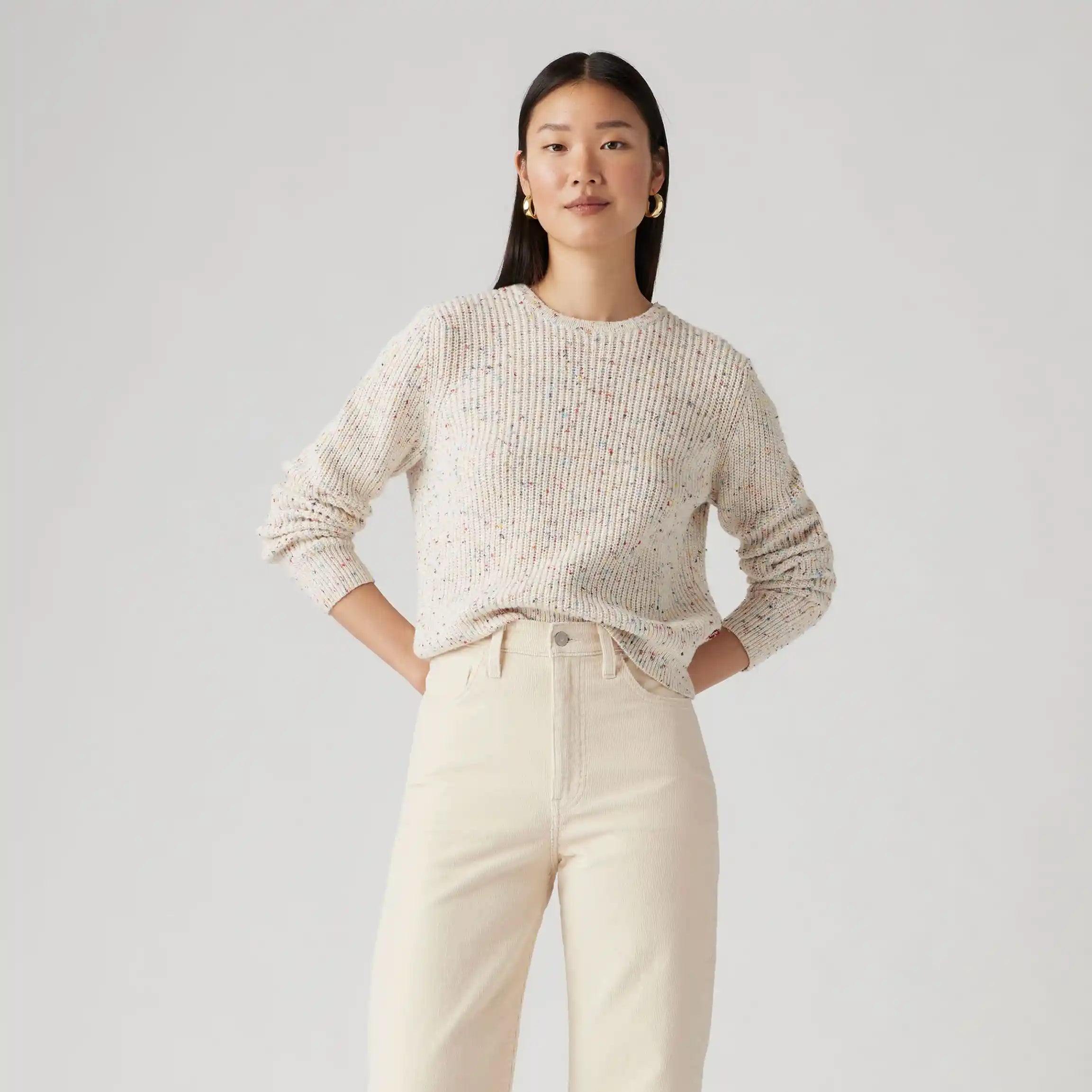 Levi s Womens Snowflake Pullover sunny cream confetti a9283 0000 sunny cream confetti XS