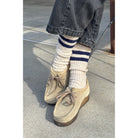 Le Bon Shoppe Cottage Varsity Socks, oatmeal varsity — available at Norwood