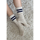 Le Bon Shoppe Cottage Varsity Socks, oatmeal varsity — available at Norwood