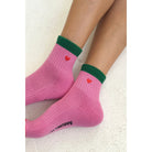 Le Bon Shoppe Embroidered Color Block Girlfriend Socks, rose green + heart — available at Norwood