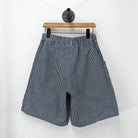 CUB Alia Long Shorts, indigo engineer stripe — available at Norwood