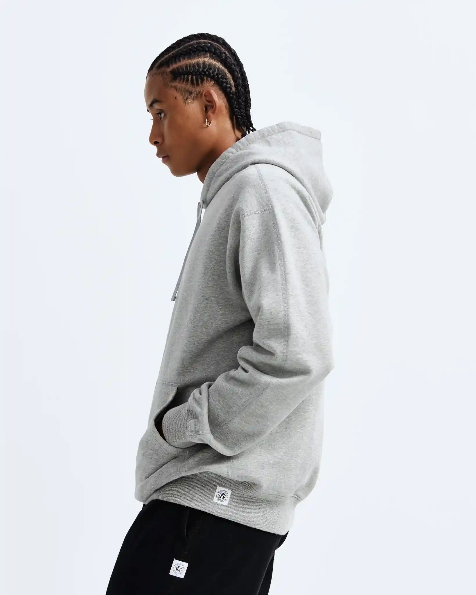 Reigning Champ Midweight Terry Relaxed Hoodie, heather grey — available at Norwood