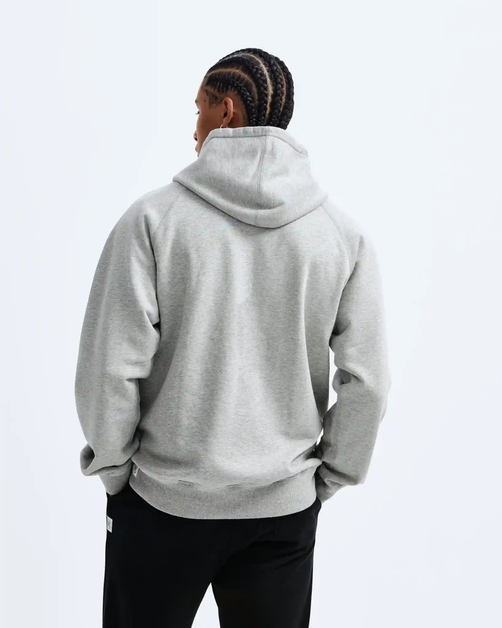 Reigning Champ Midweight Terry Relaxed Hoodie, heather grey — available at Norwood