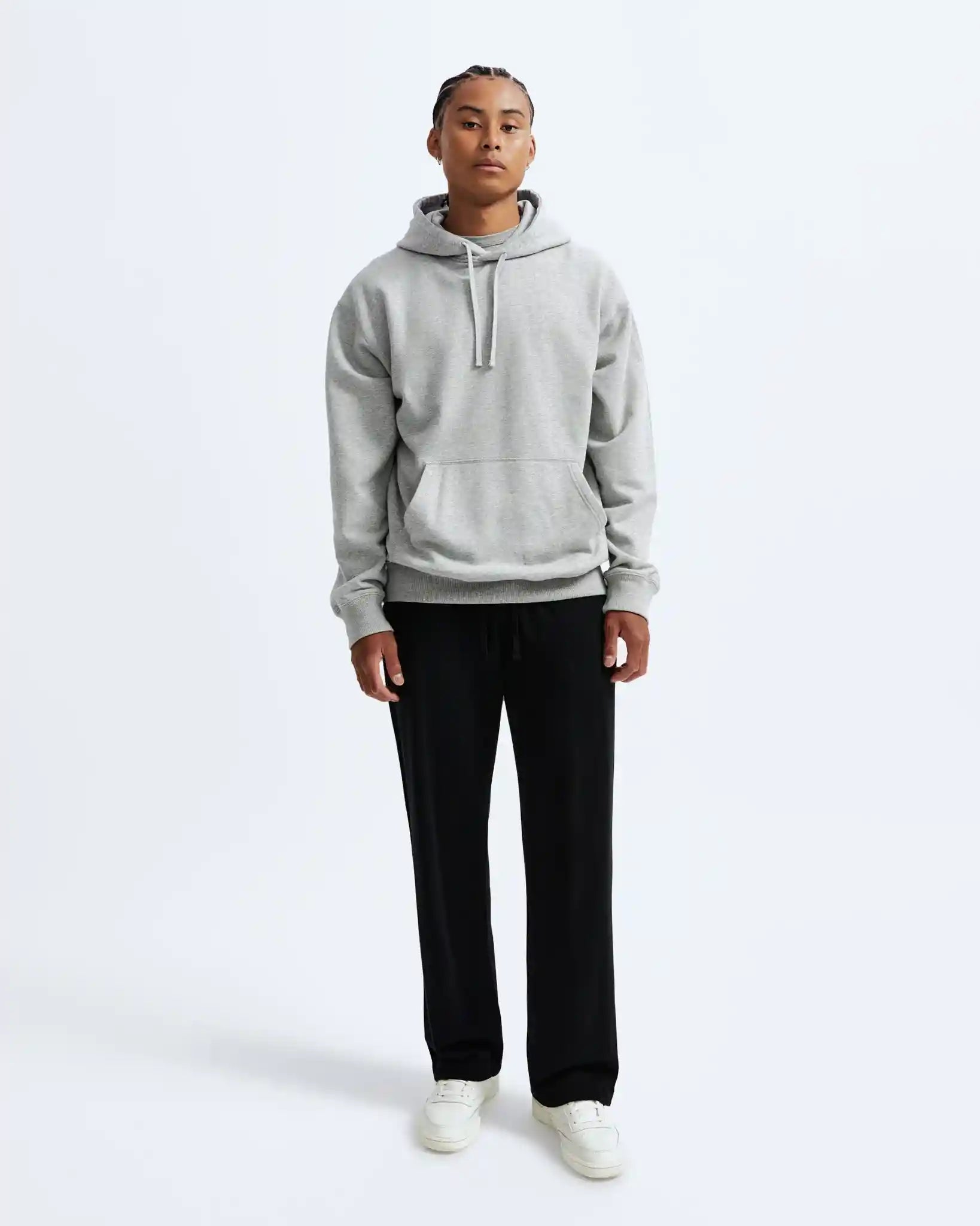 Reigning Champ Midweight Terry Relaxed Hoodie, heather grey — available at Norwood