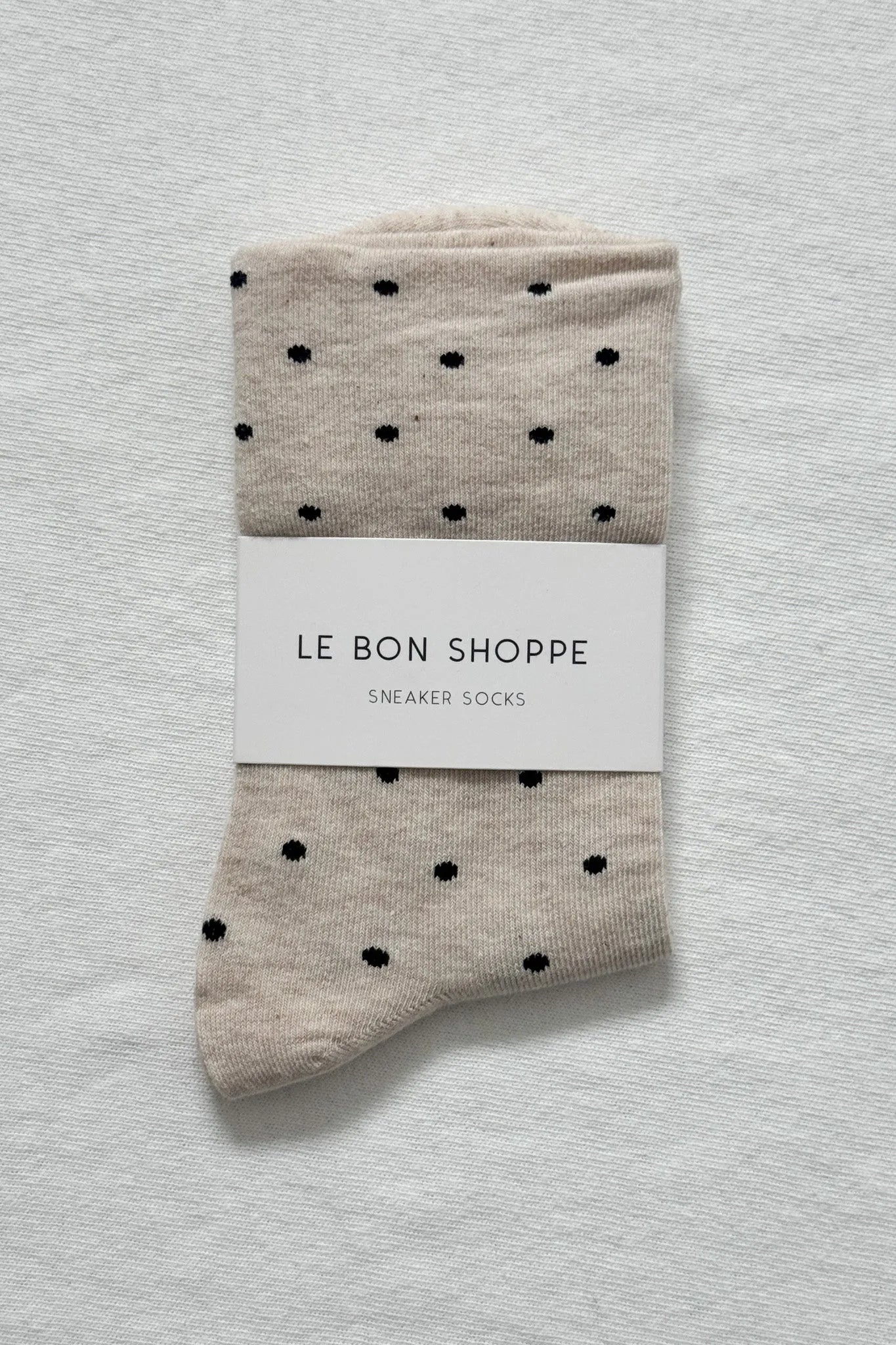 Le Bon Shoppe Sneaker Socks, polka dot - oatmeal / black — available at Norwood