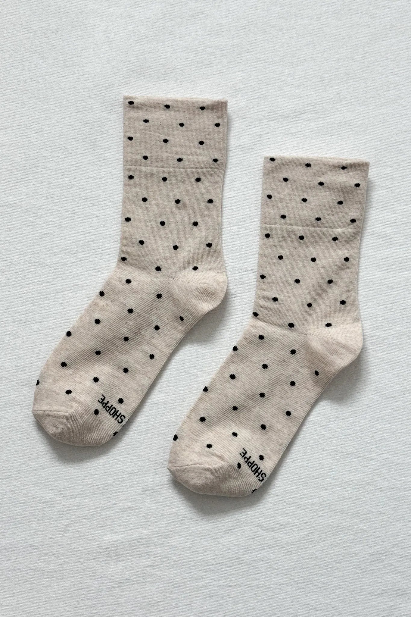 Le Bon Shoppe Sneaker Socks, polka dot - oatmeal / black — available at Norwood