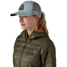 Patagonia Take A Stand Trucker Hat, bayou badge: thermal blue — available at Norwood