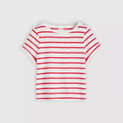 Levi's Womens Julie Slub Tee, saint stripe egret urban red — available at Norwood