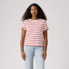 Levi's Womens Julie Slub Tee, saint stripe egret urban red — available at Norwood