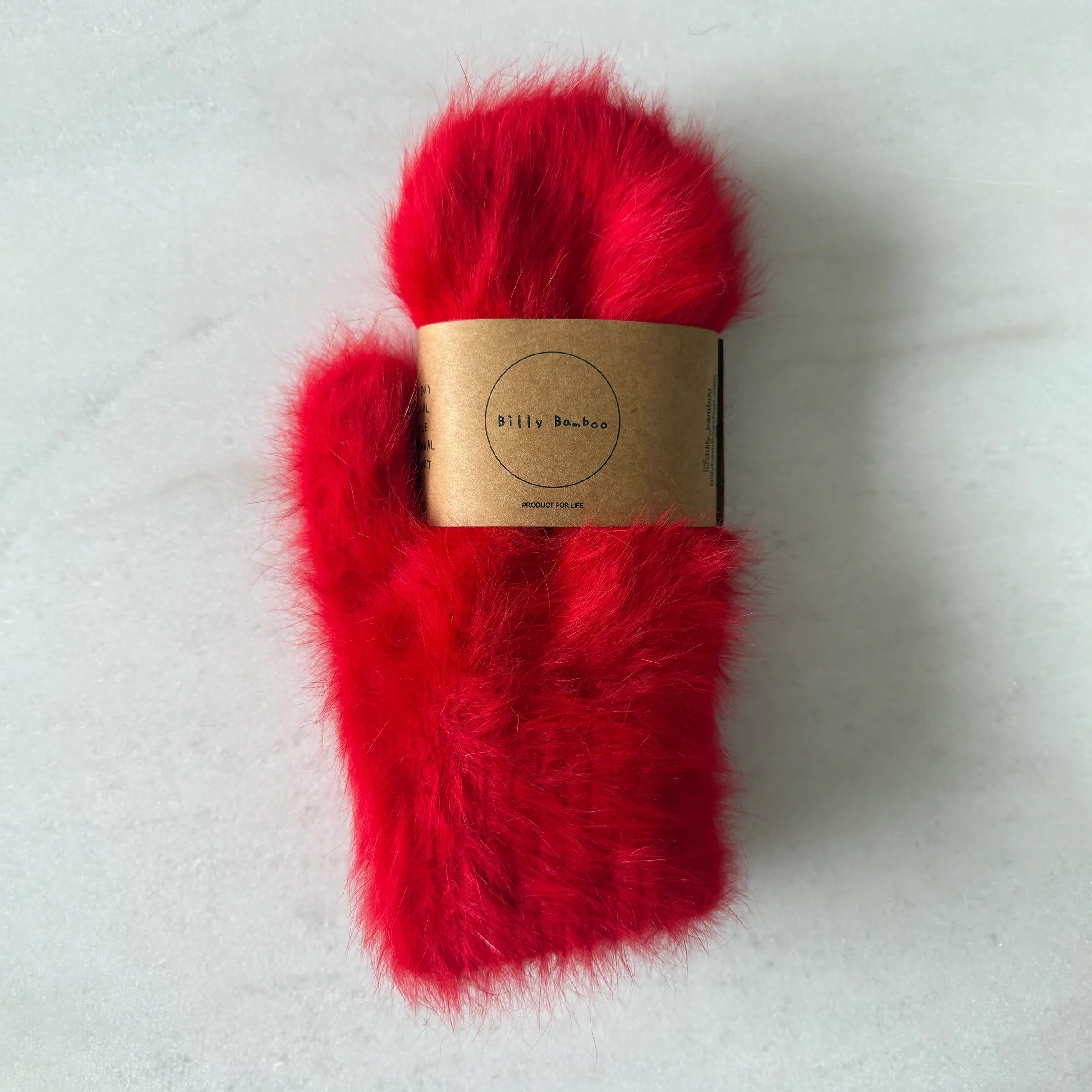 Billy Bamboo Fluffy Angora Mittens, red — available at Norwood