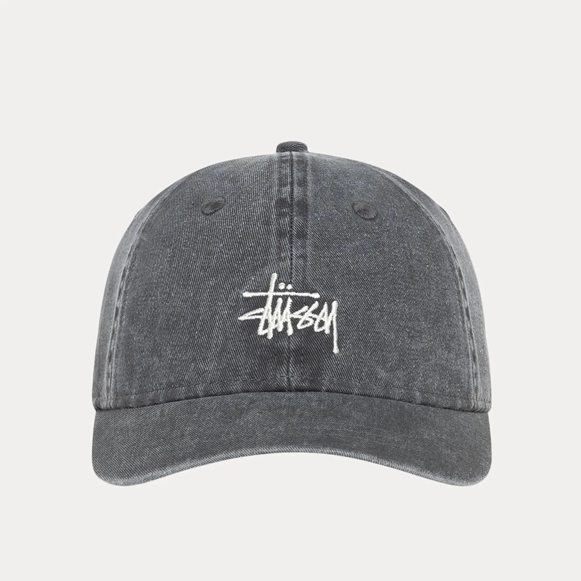 Stussy Basic Washed Low Pro Cap, charcoal — available at Norwood