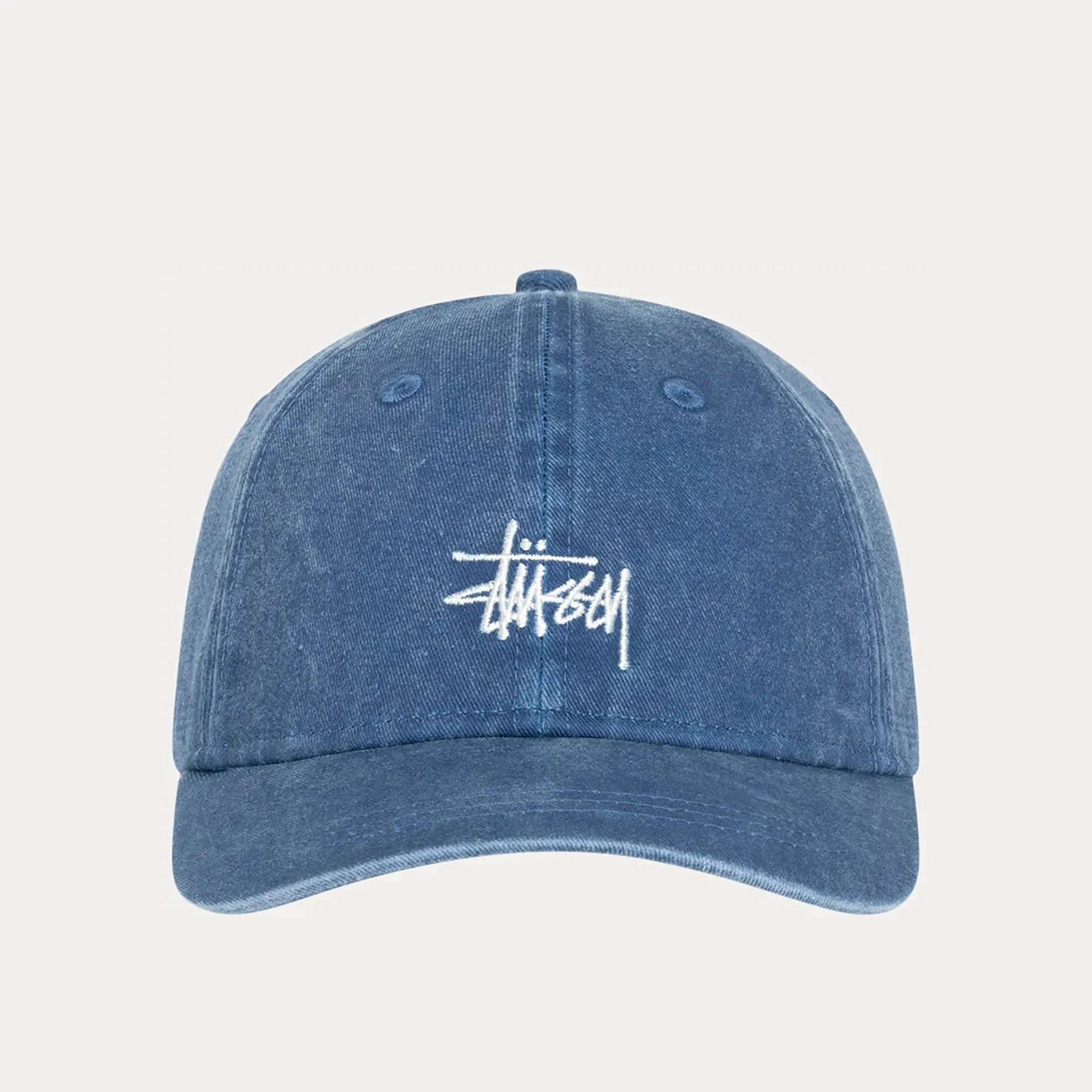 Stussy Basic Washed Low Pro Cap, faded navy — available at Norwood