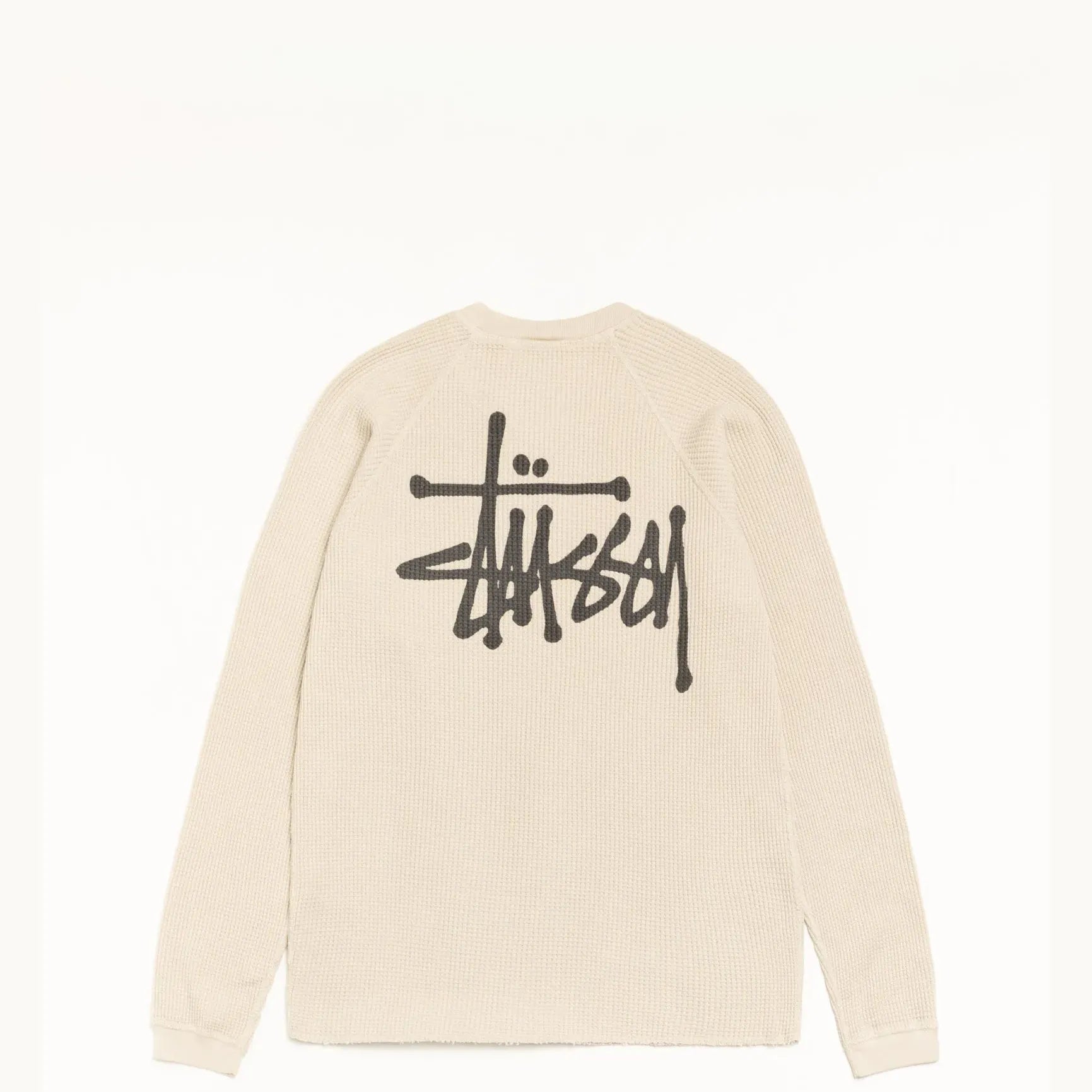 Stussy Basic Stock Raglan Thermal Shirt, bone — available at Norwood