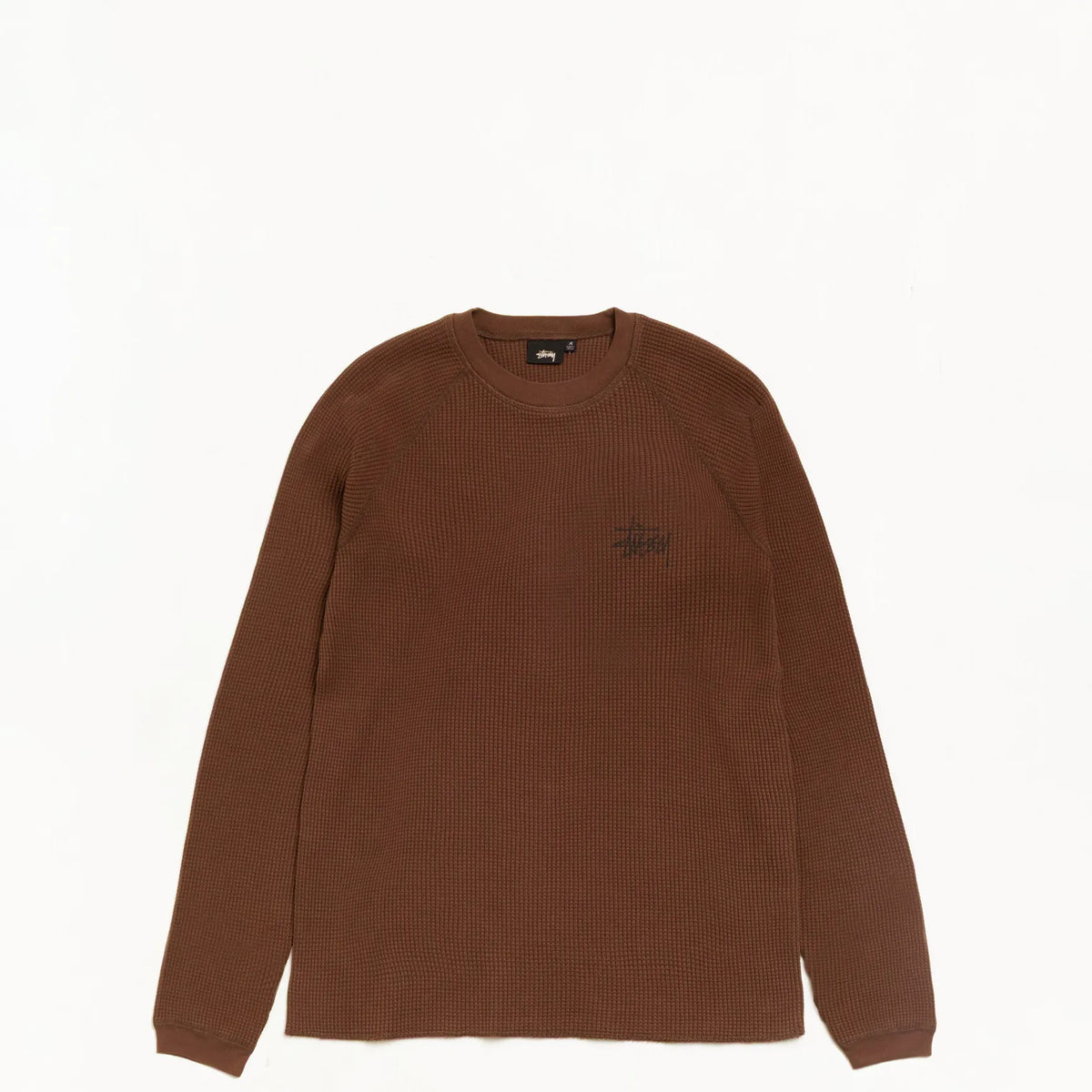 Stussy Raglan Thermal Basic Stock, brown — available at Norwood