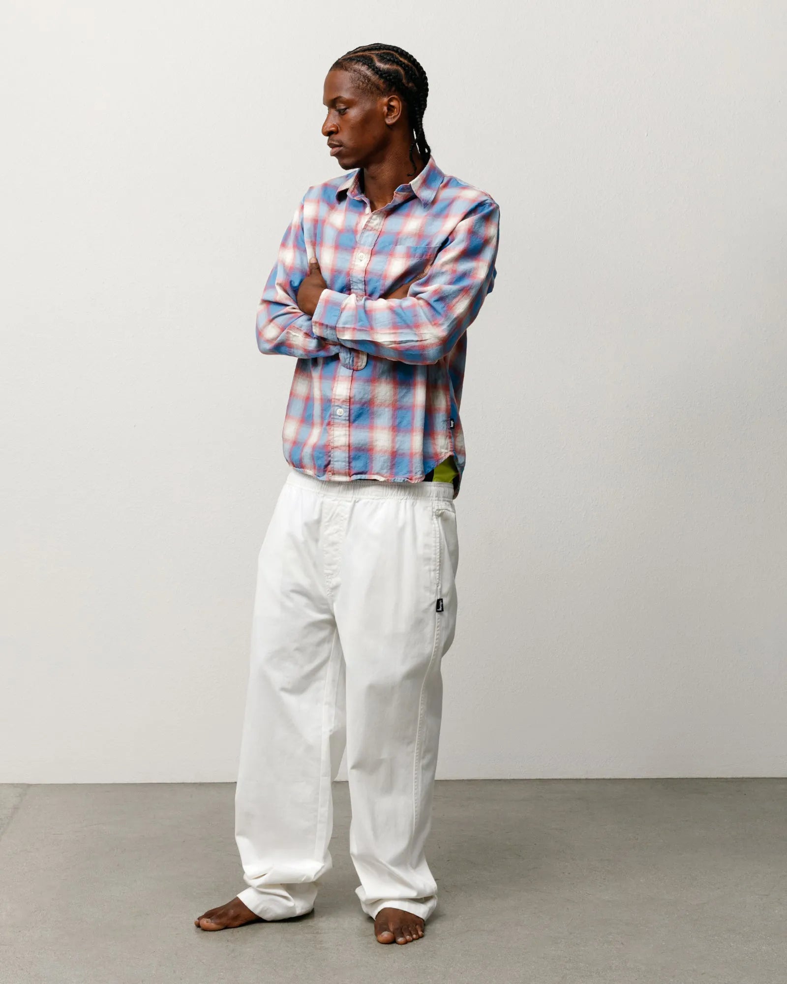 Stussy Beach Ombre Plaid Shirt, blue — available at Norwood