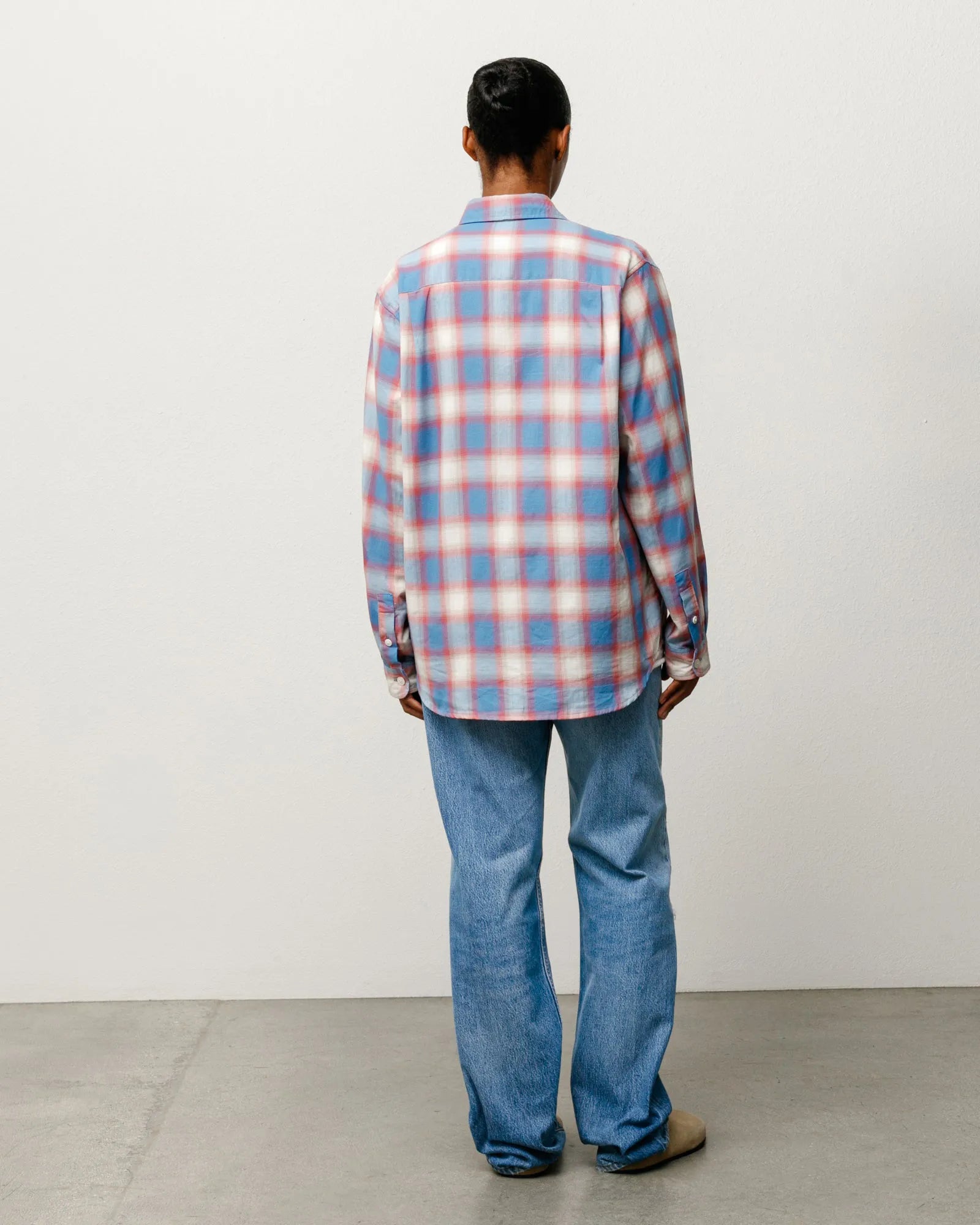 Stussy Beach Ombre Plaid Shirt, blue — available at Norwood