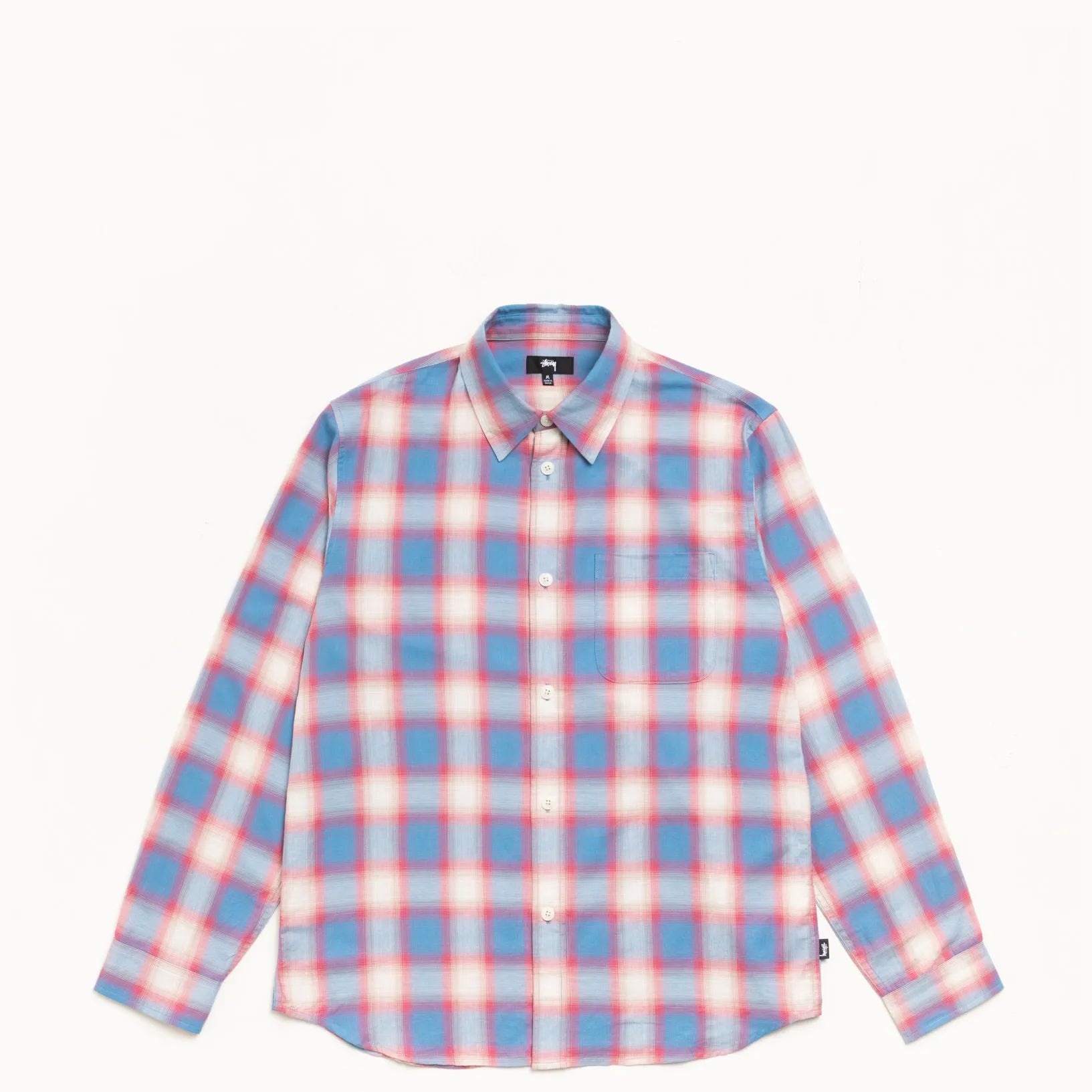 Stussy Beach Ombre Plaid Shirt, blue — available at Norwood