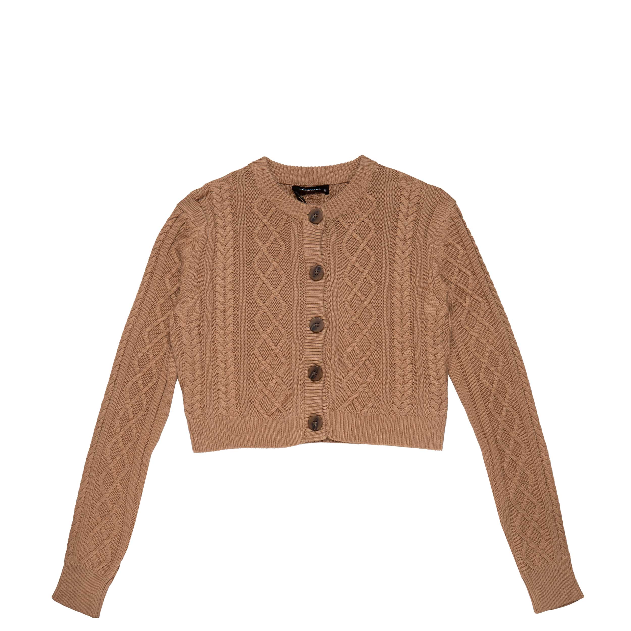 Womens Cropped Cable Knit Cardigan, camel – Norwood