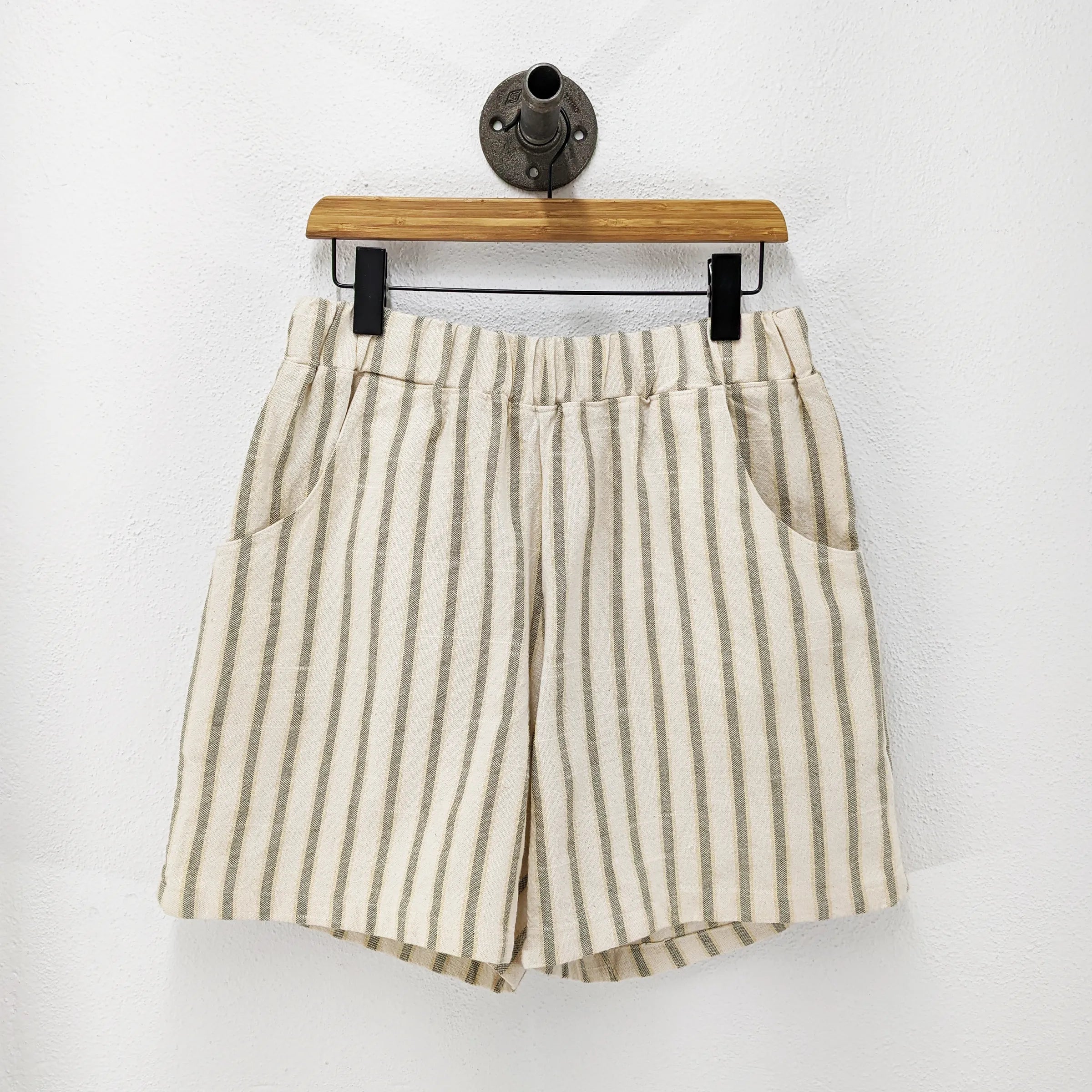 CUB Alia Shorts, grey & yellow stripe — available at Norwood