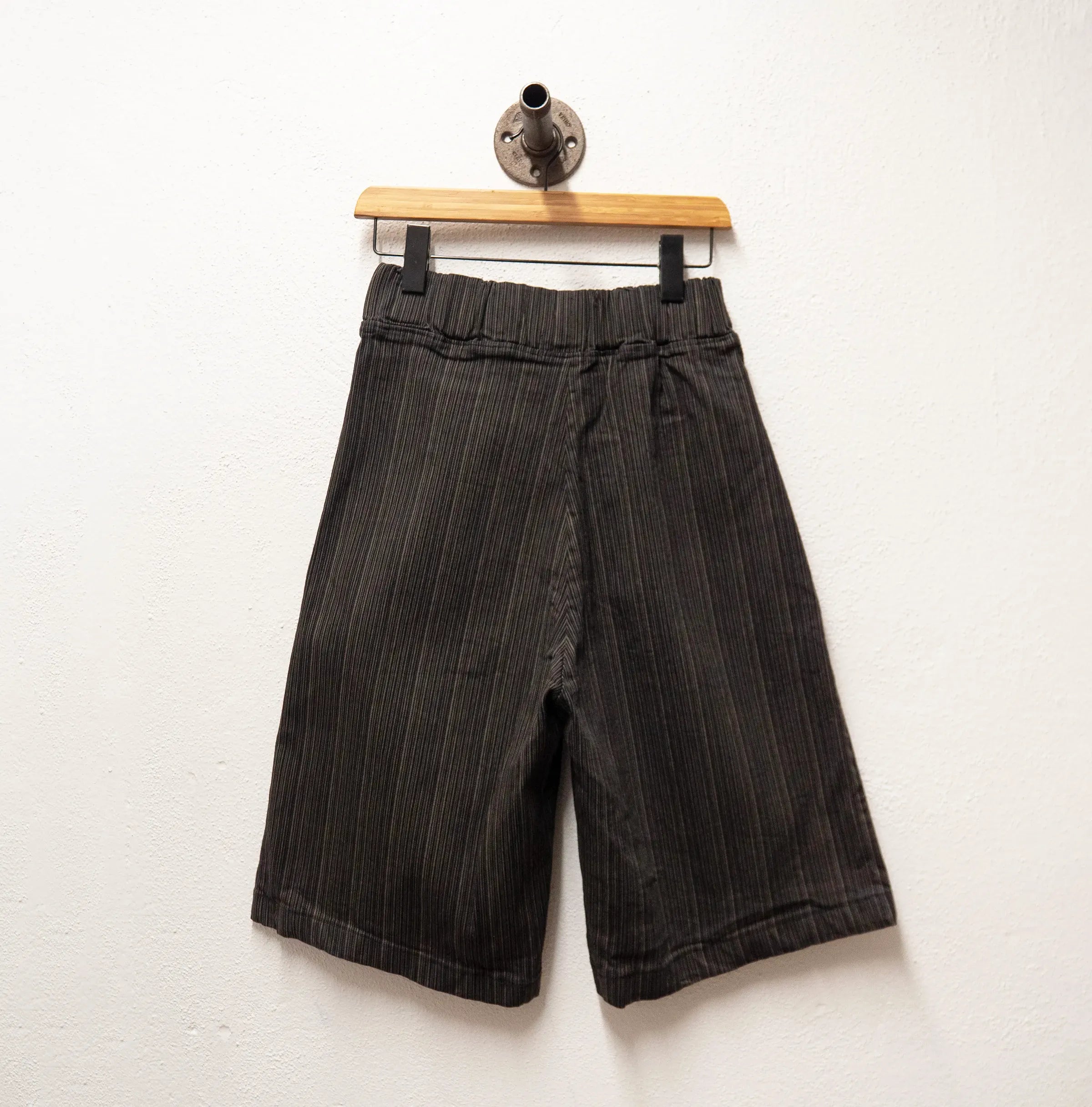 CUB Alia Long Shorts, black & cream stripe — available at Norwood