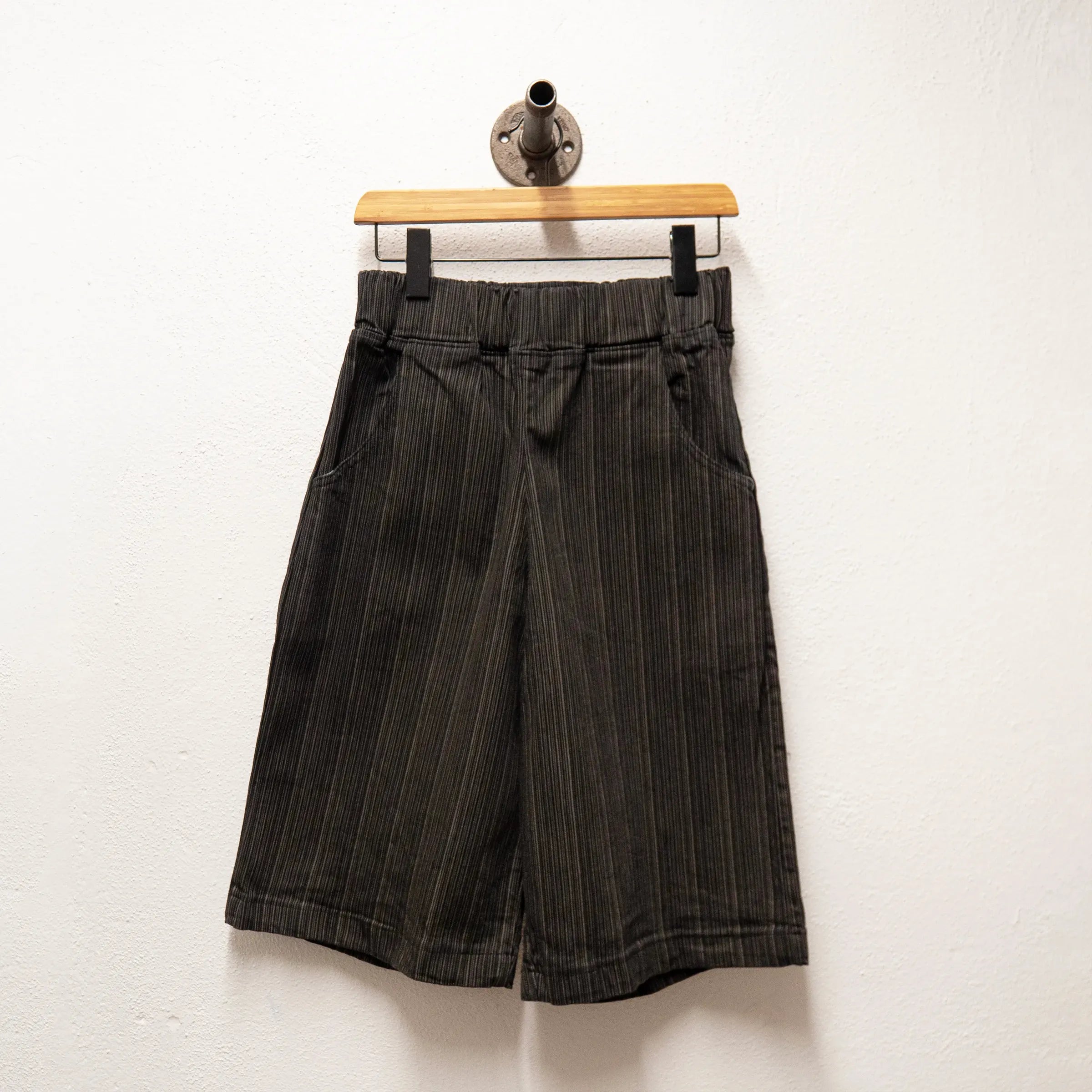 CUB Alia Long Shorts, black & cream stripe — available at Norwood