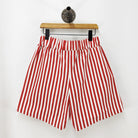 CUB Alia Shorts, wide red & white stripe — available at Norwood