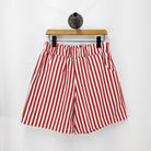 CUB Alia Shorts, wide red & white stripe — available at Norwood
