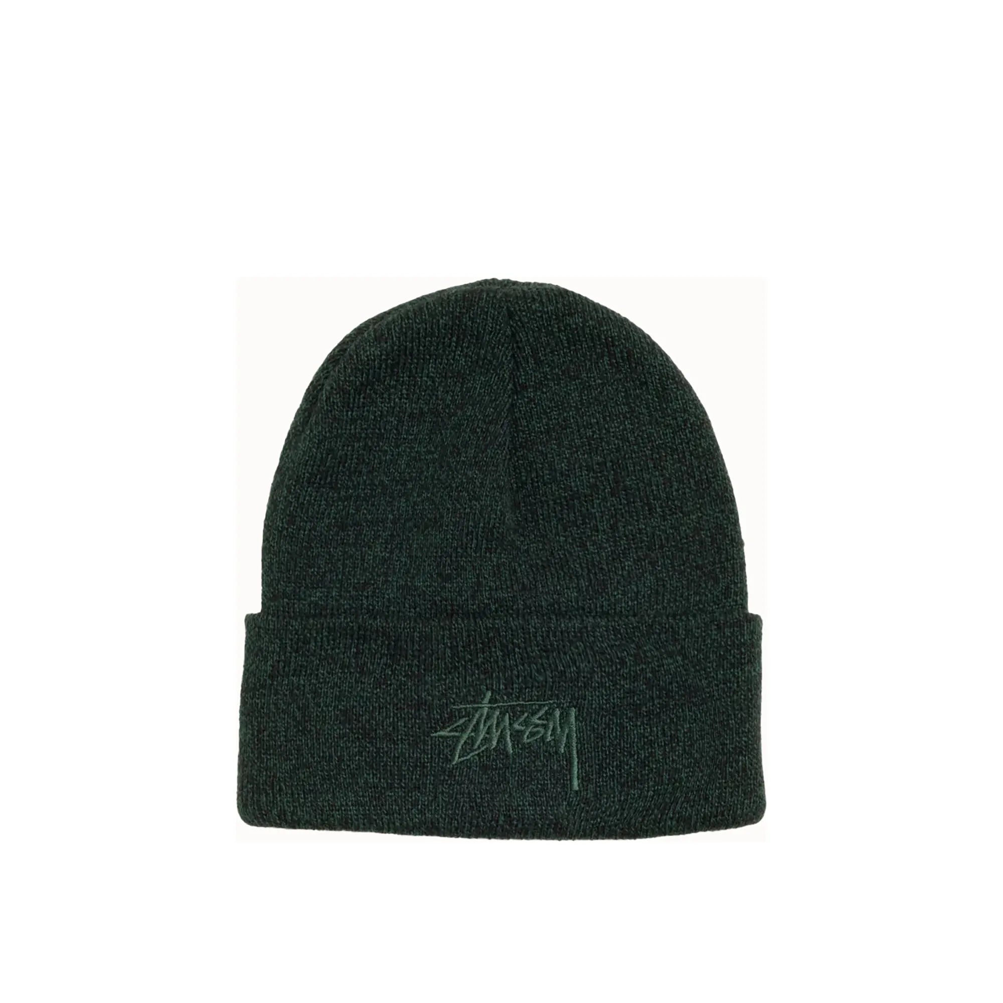 Stussy Stock Cuff Beanie, marled hunter green — available at Norwood
