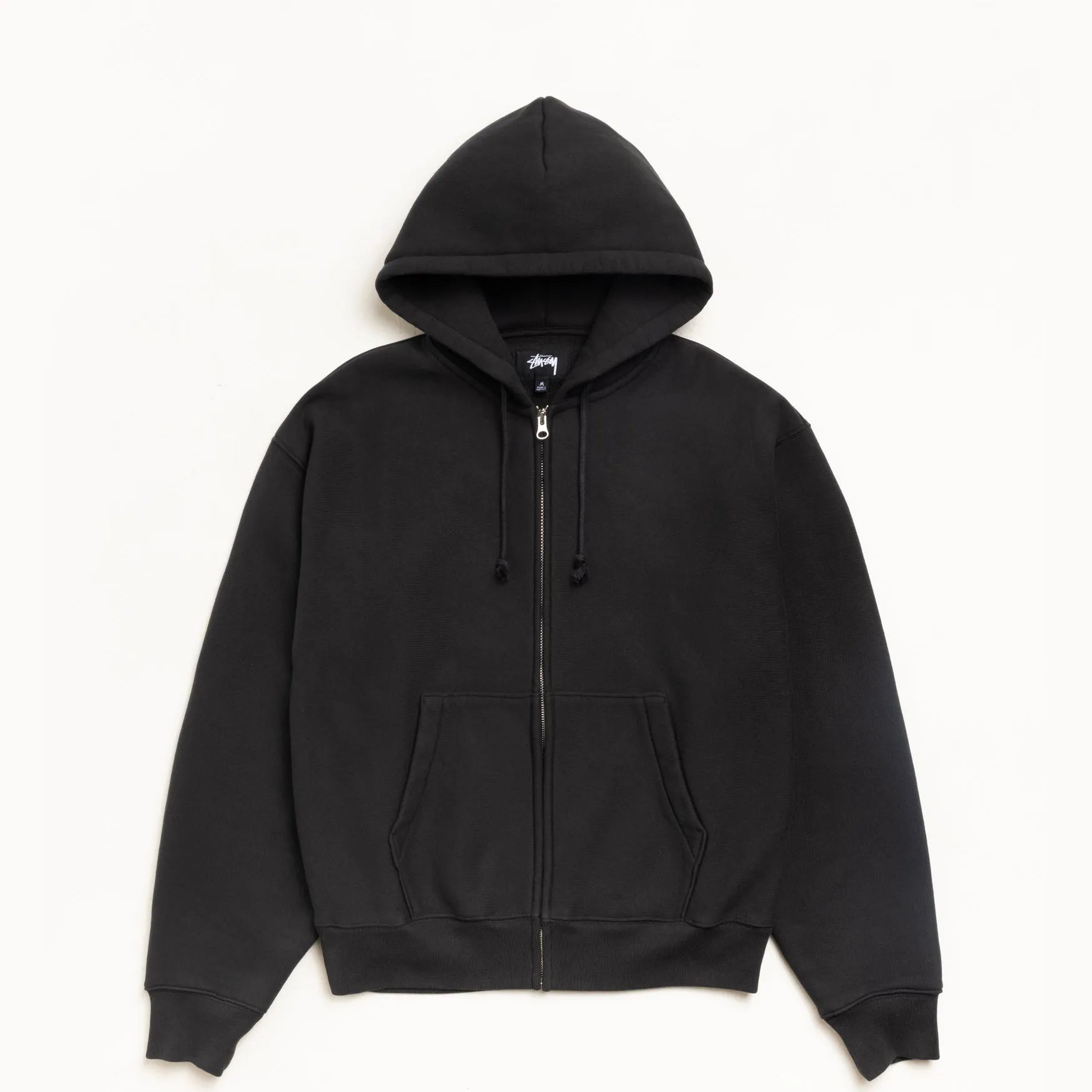 Stussy Cursive Applique Zip Hood, black — available at Norwood