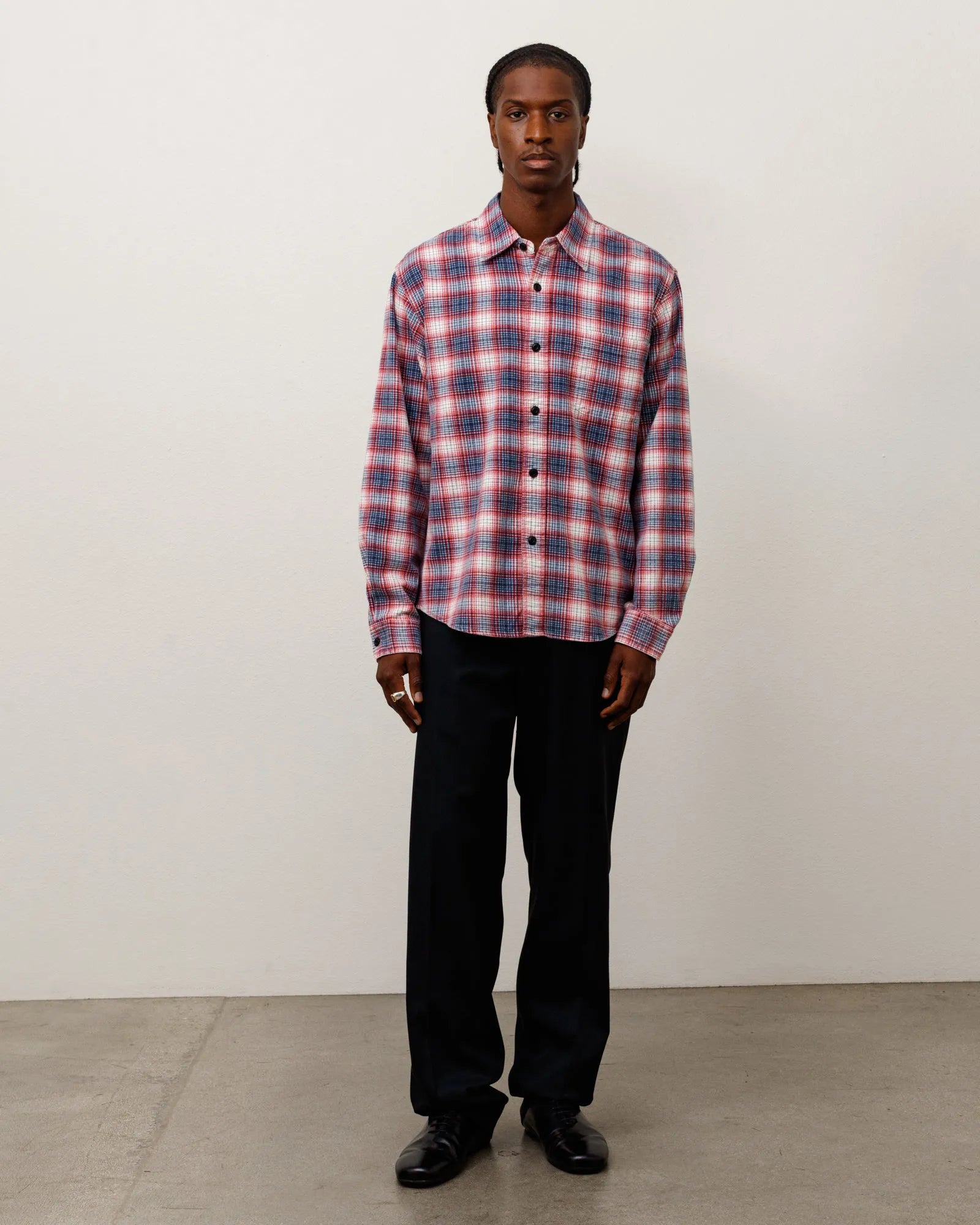 Stussy Dax Plaid Shirt, red — available at Norwood