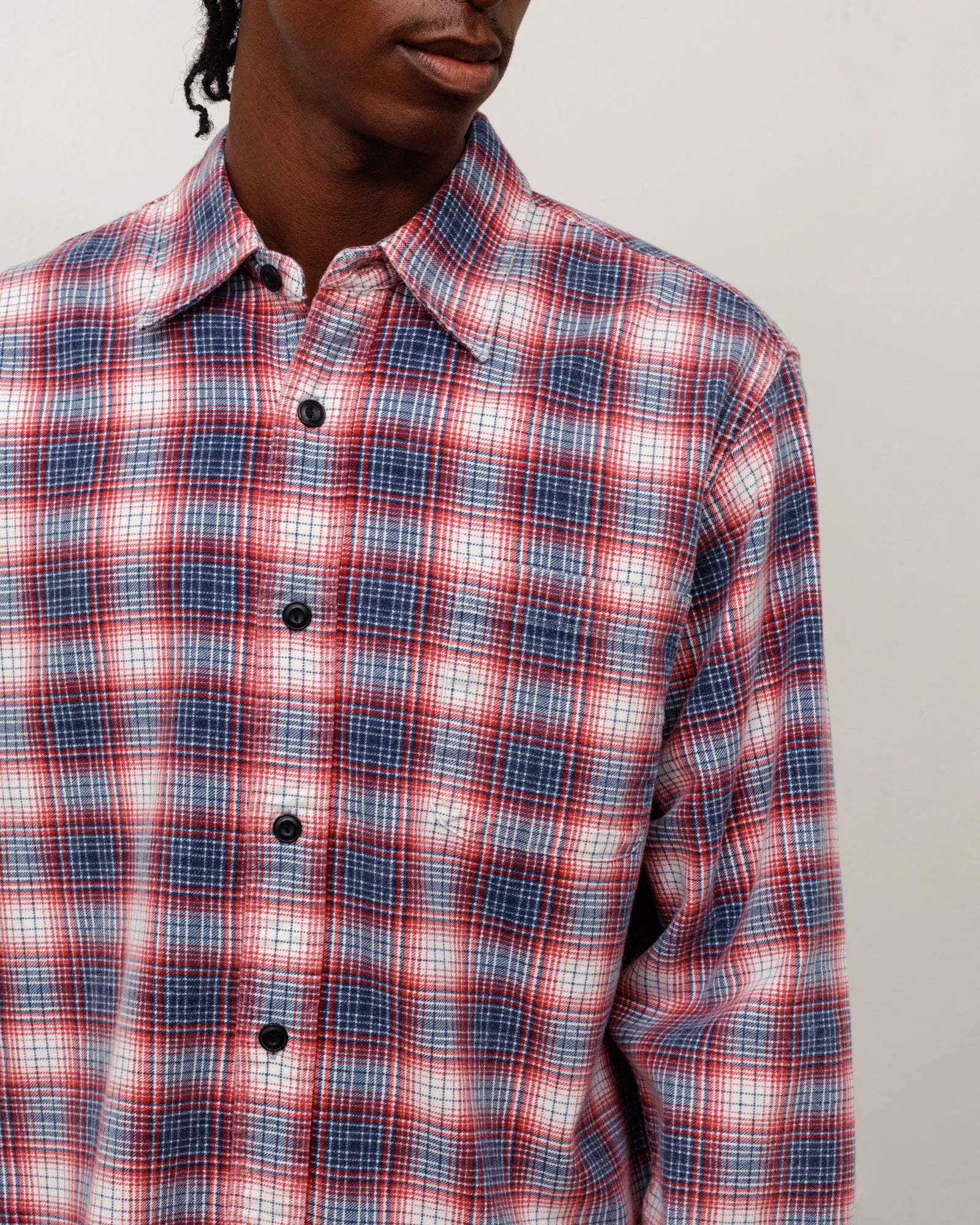 Stussy Dax Plaid Shirt, red — available at Norwood