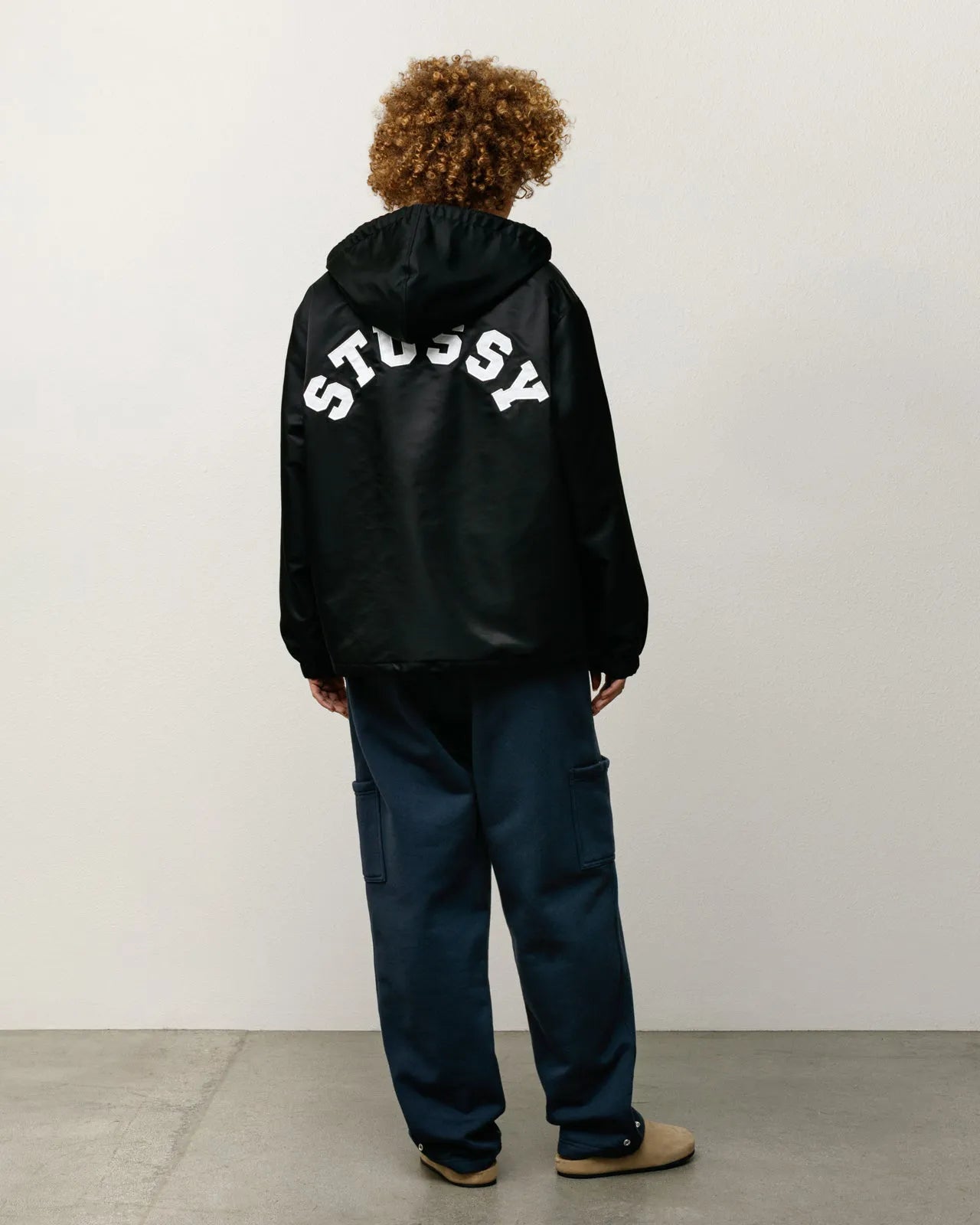 Stussy Hooded Coaches Jacket, black — available at Norwood