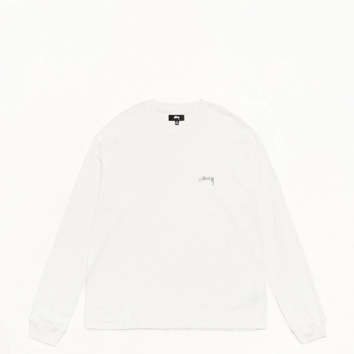 Stussy Lazy Long Sleeve Tee, white — available at Norwood