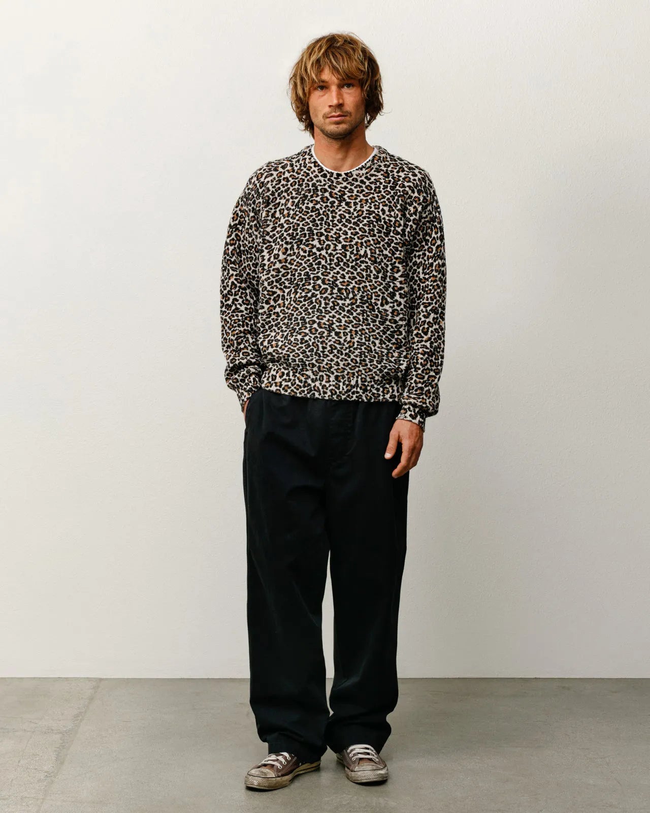 Stussy Leopard Sweater, leopard — available at Norwood