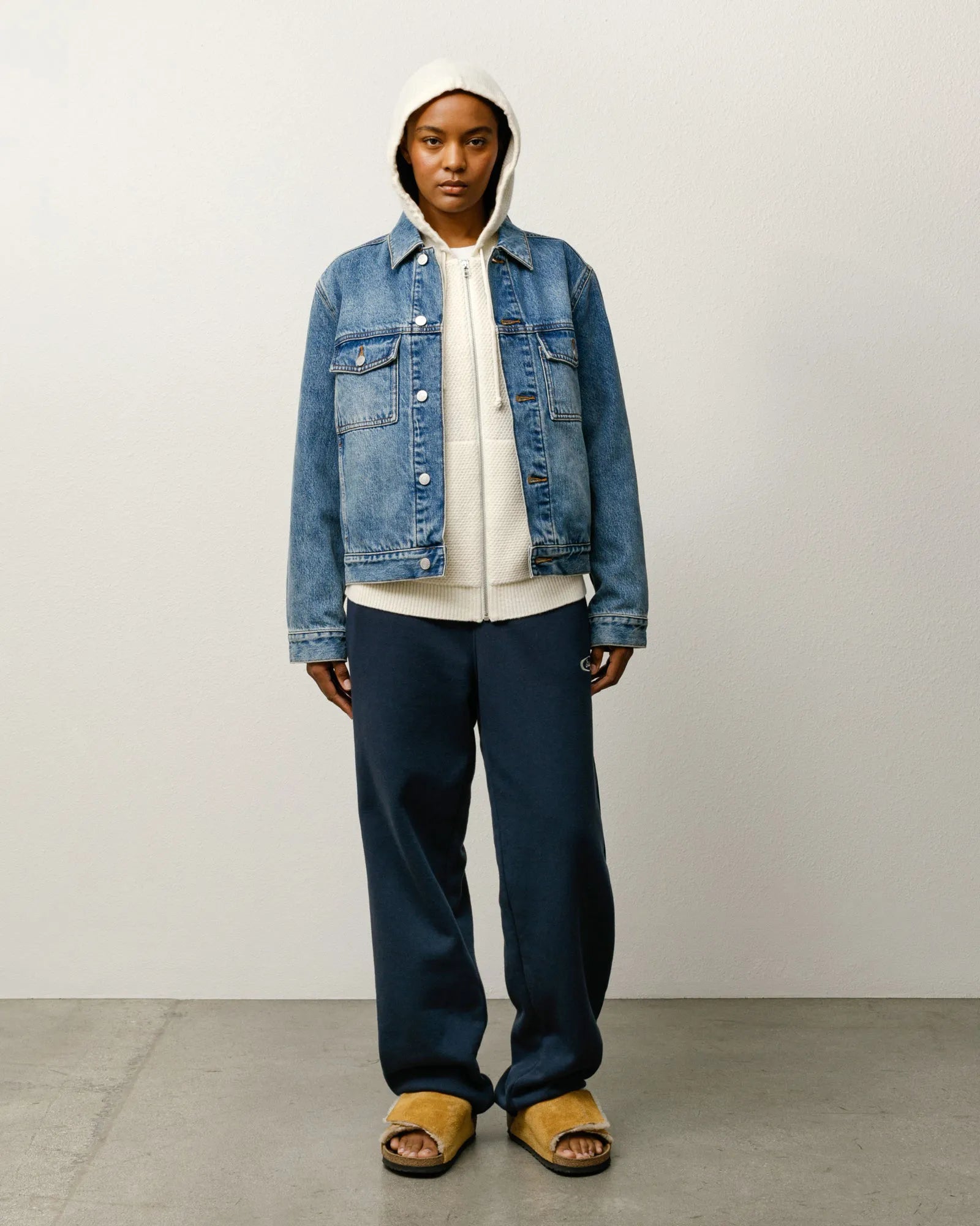 Stussy Lined Denim Trucker Jacket, indigo stone wash — available at Norwood