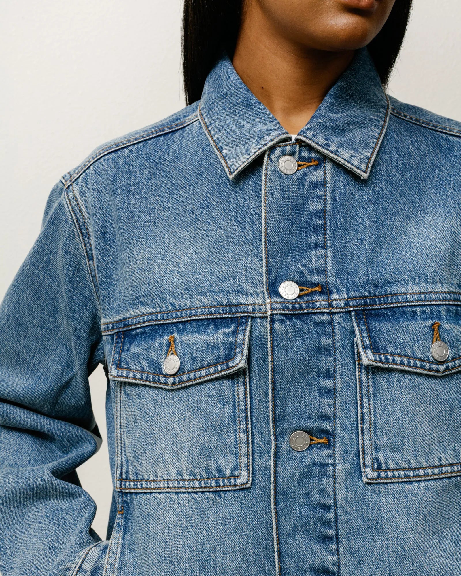 Stussy Lined Denim Trucker Jacket, indigo stone wash — available at Norwood