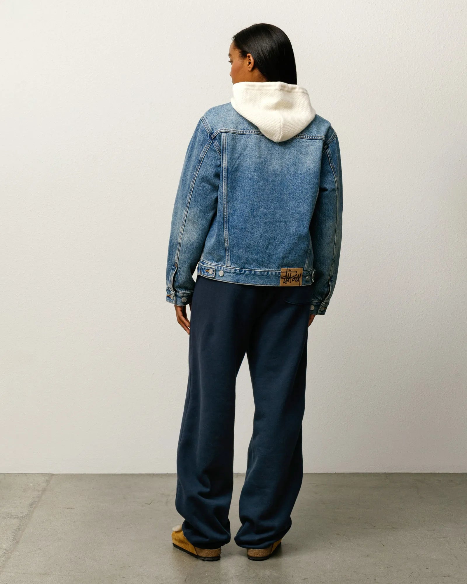 Stussy Lined Denim Trucker Jacket, indigo stone wash — available at Norwood
