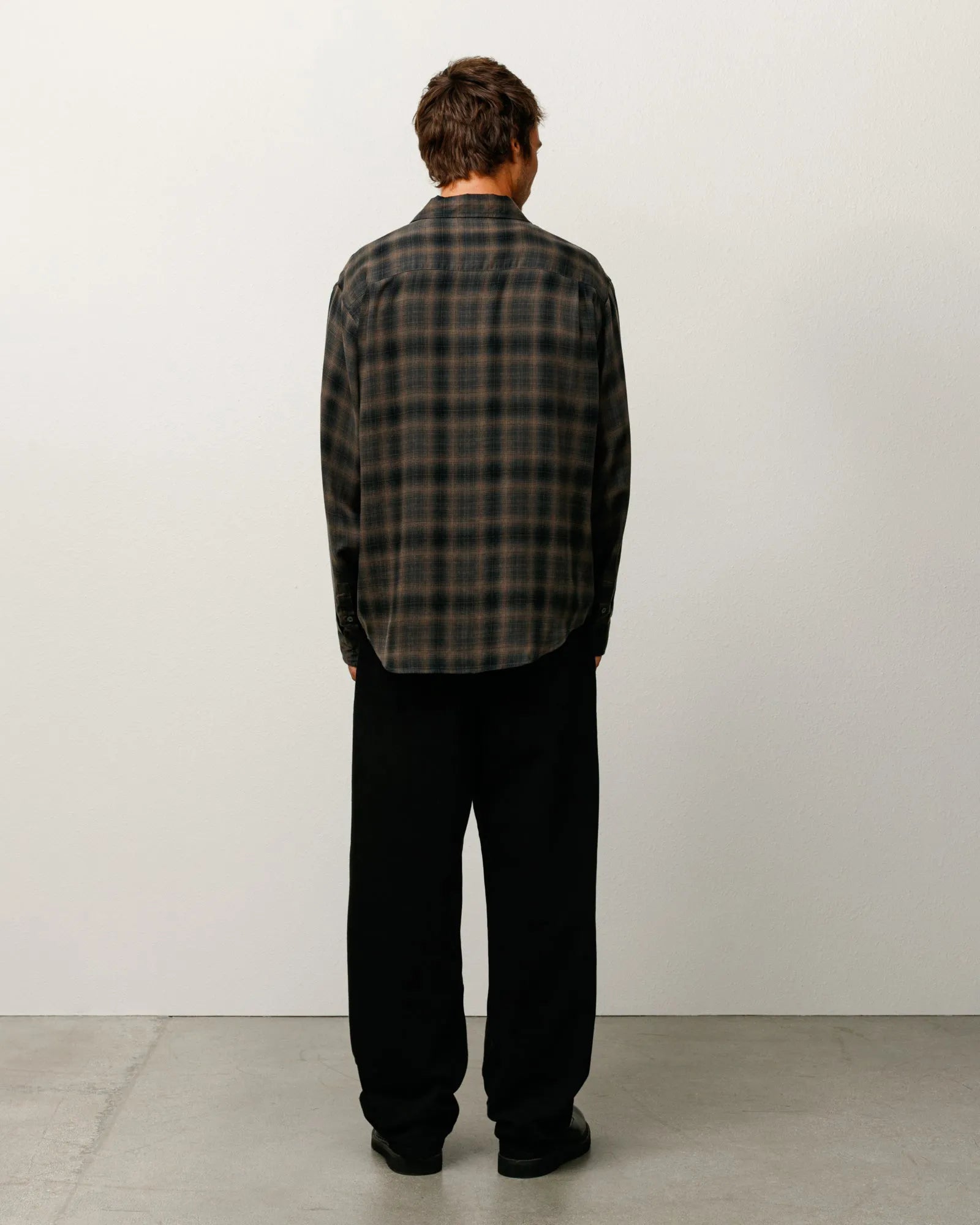 Stussy Matthew Printed Plaid Shirt, brown — available at Norwood