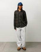 Stussy Matthew Printed Plaid Shirt, brown — available at Norwood