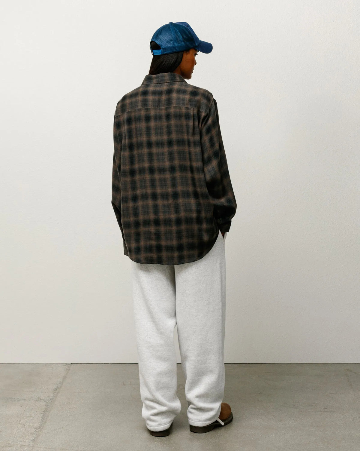 Stussy Matthew Printed Plaid Shirt, brown — available at Norwood