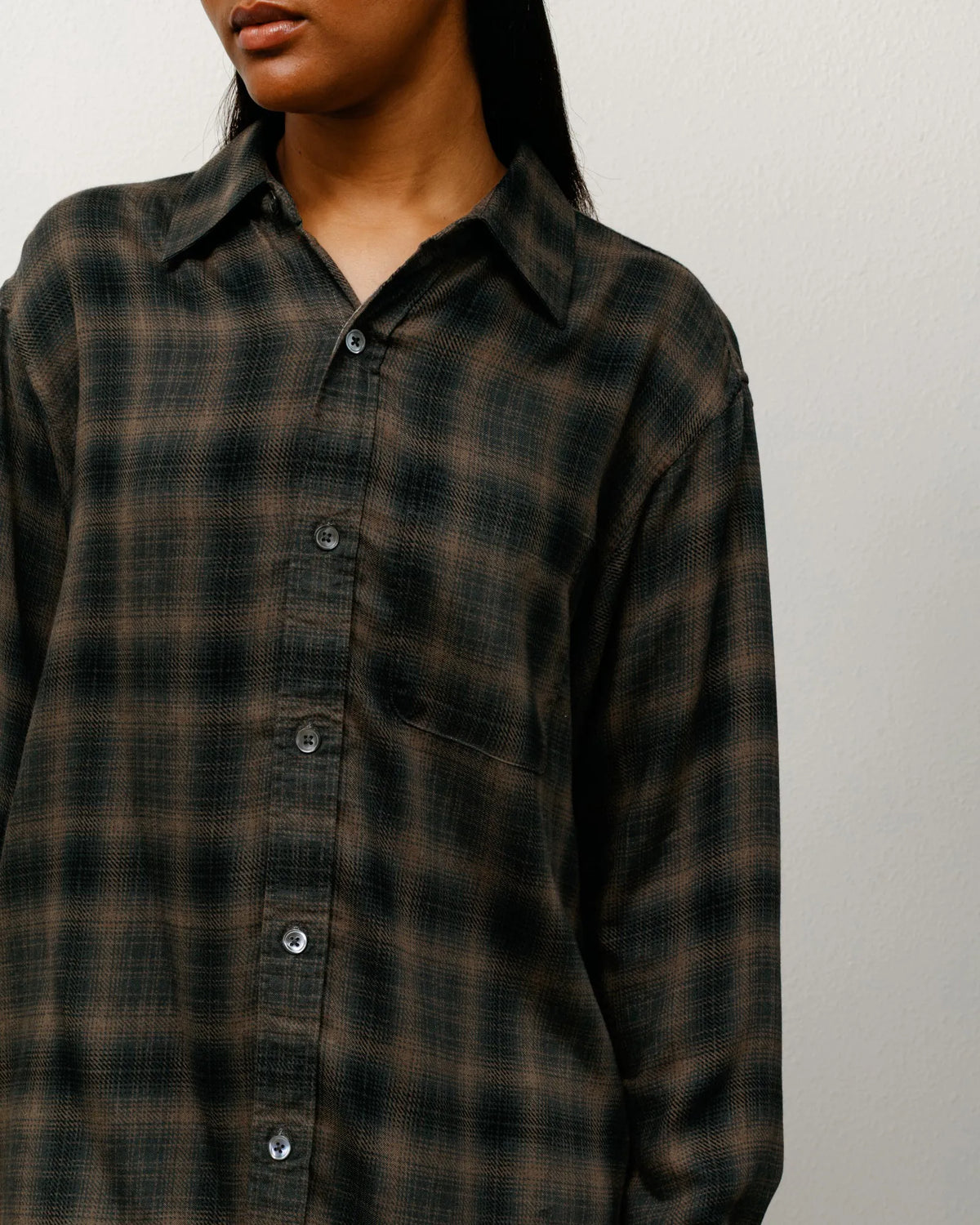 Stussy Matthew Printed Plaid Shirt, brown — available at Norwood