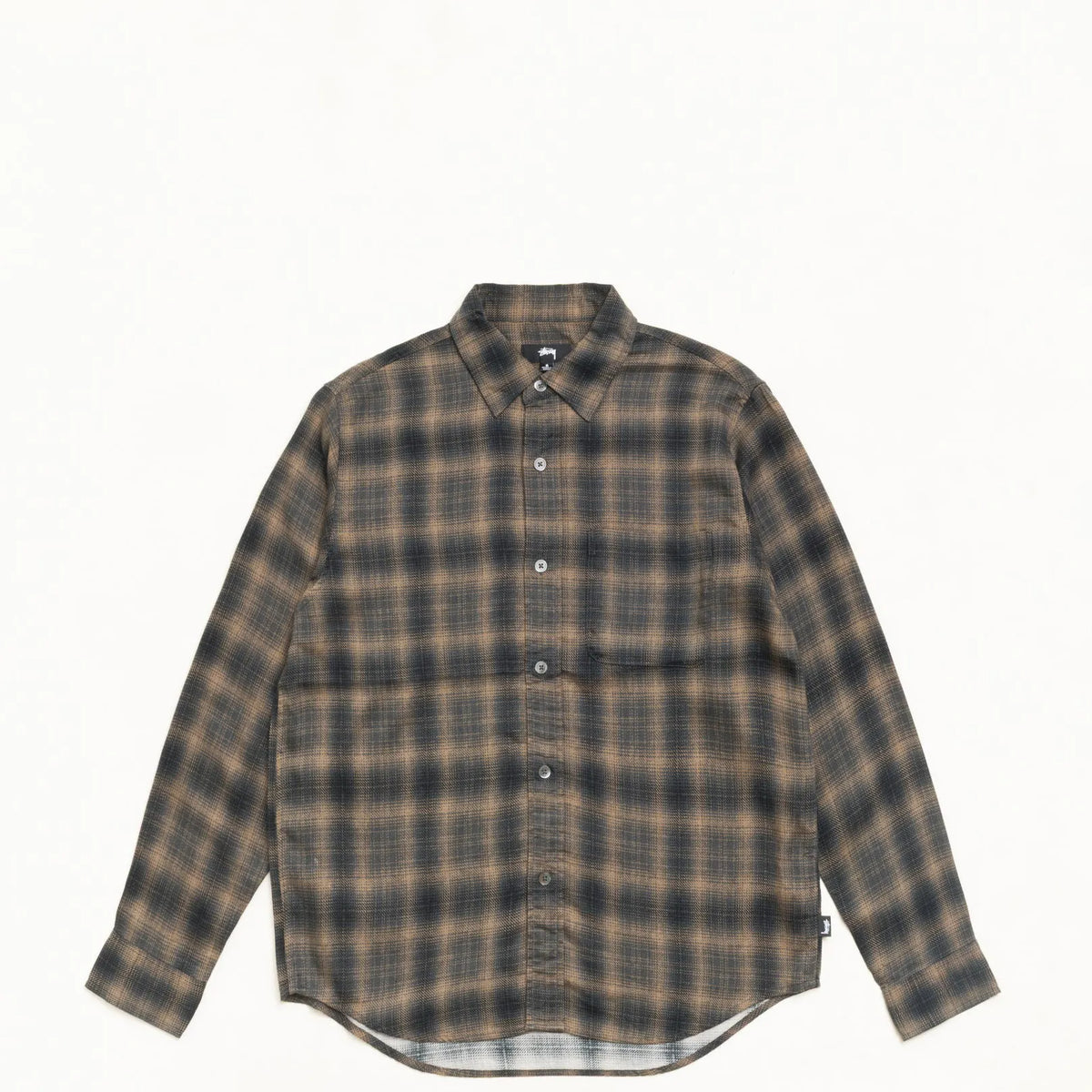 Stussy Matthew Printed Plaid Shirt, brown — available at Norwood