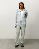 Stussy Matthew Printed Plaid Shirt, light blue — available at Norwood