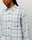 Stussy Matthew Printed Plaid Shirt, light blue — available at Norwood