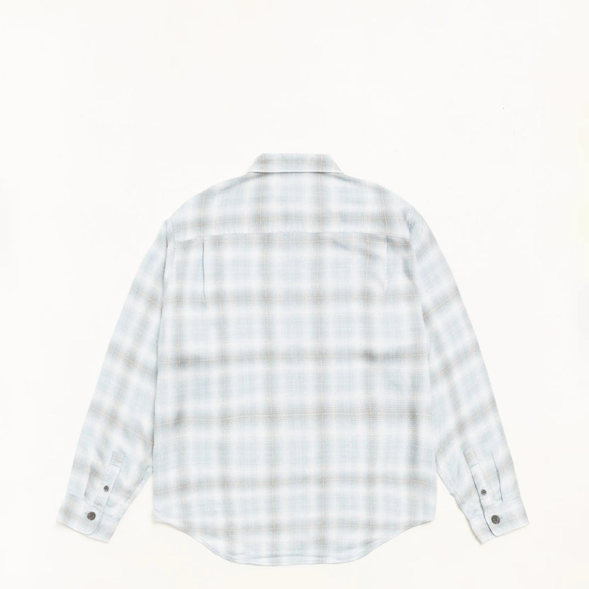 Stussy Matthew Printed Plaid Shirt, light blue — available at Norwood