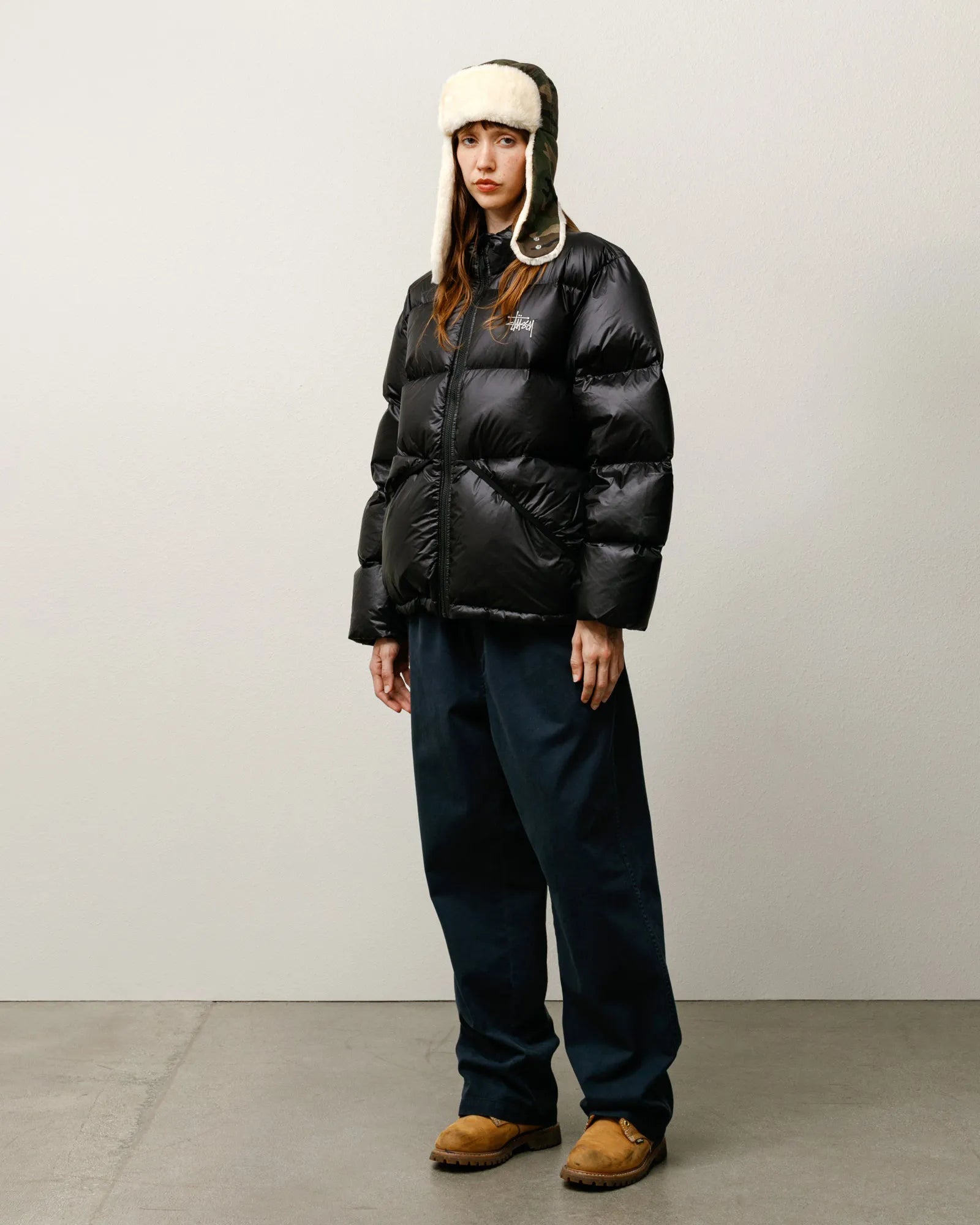 Stussy Micro Ripstop Mock Down Jacket, jet black — available at Norwood